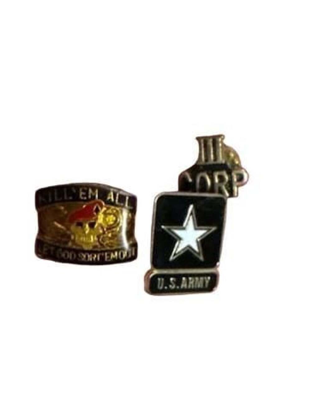 Vintage 3 US Army Lapel Pin Lot Military Insignia Collectibles